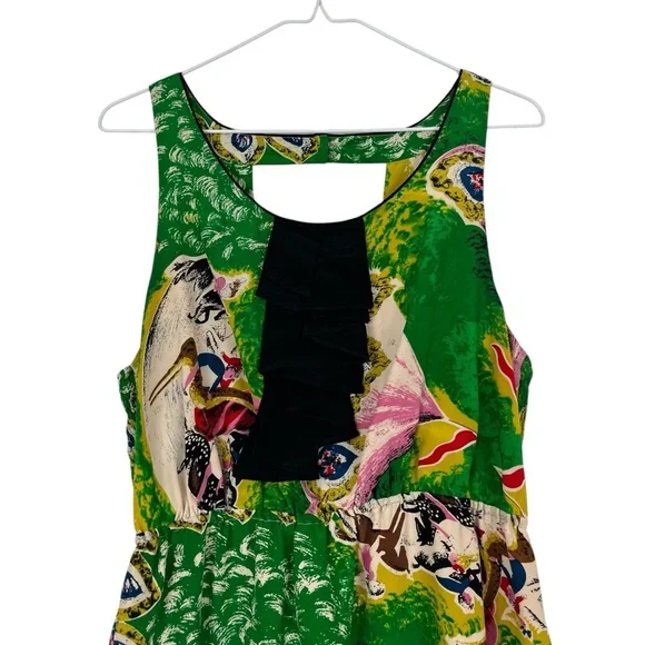 Moulinette Soeurs Anthropologie Silk Panoply Carousel Horse Print Dress Size 10 - Picture 2 of 11